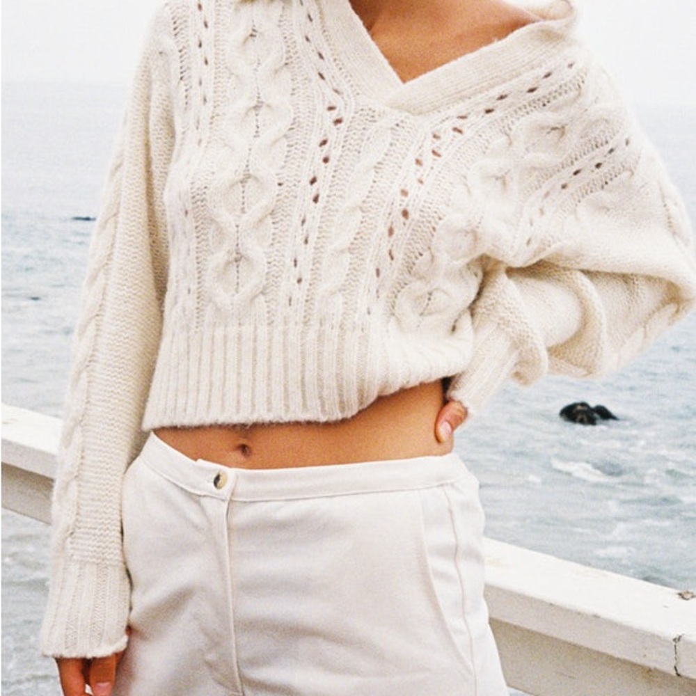 Ciao Lucia Torino Cream Alpaca Cable Knit Sweater XS